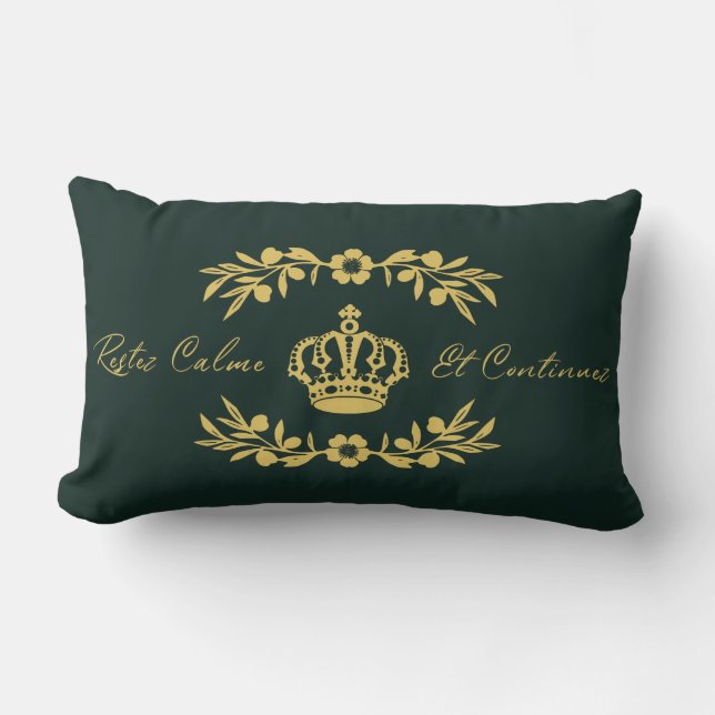 Coussin Rectangle chasseur or vert français Script Keep Calm Carry (Recto)