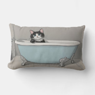 Coussin Rectangle Chat dans la baignoire