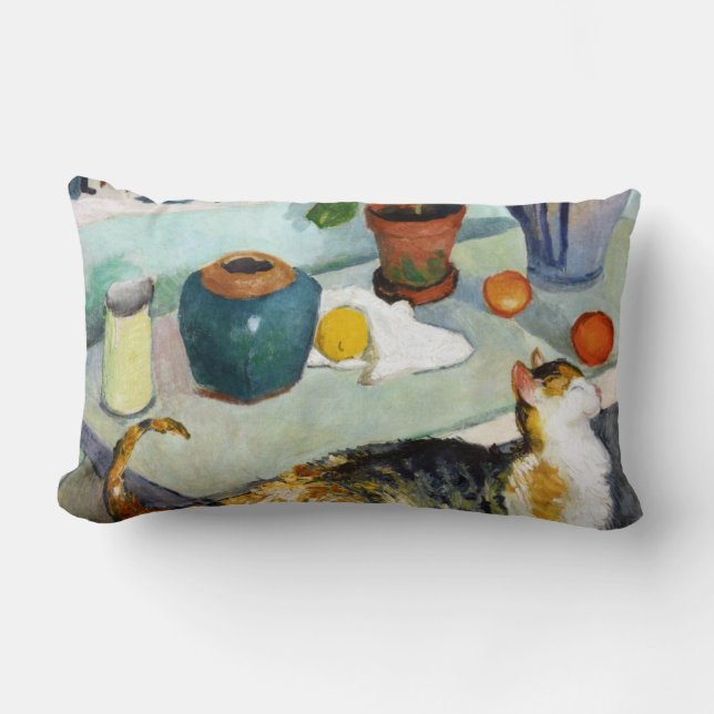 Coussin Rectangle Chat et vie morte, August Macke (Recto)