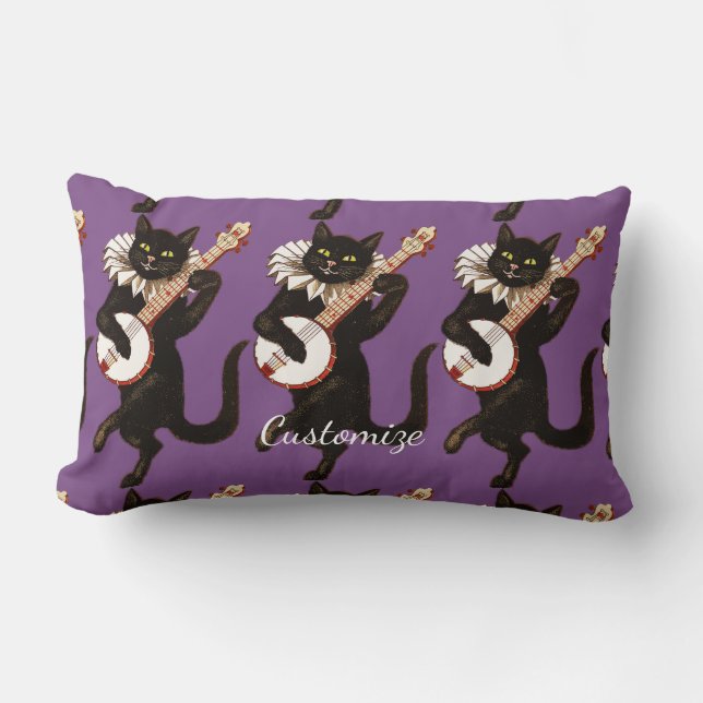 Coussin Rectangle Chat jouant à Banjo Thunder_Cove (Recto)