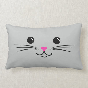 Coussin Rectangle Chat Kitty Argent Cute Visage animal Design