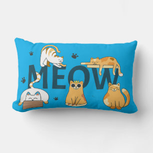 Coussin Rectangle Chat Mignon “MEOW” Décoratif