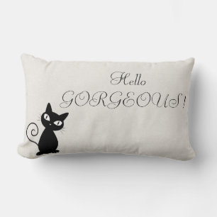 Coussin Rectangle Chat noir fantaisiste et scintillant - Bonjour Mag