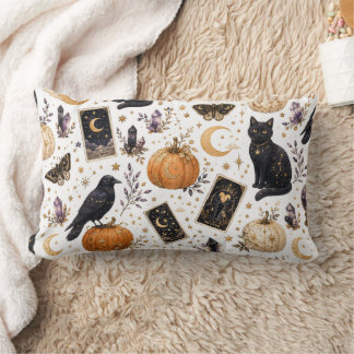 Coussin Rectangle Chat noir mystique Halloween Tarot céleste