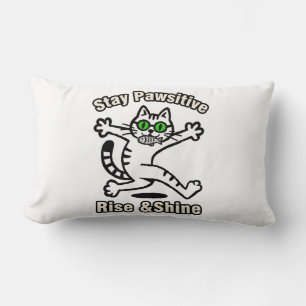Coussin Rectangle Chat Restez Positif