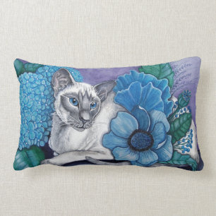 Coussin Rectangle Chat siamois de point bleu