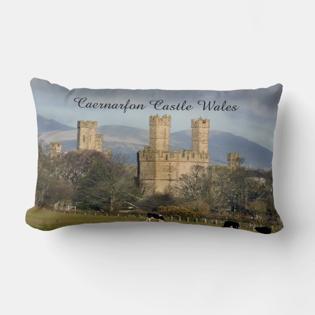 Coussin Rectangle Château de Caernarfon au Pays de Galles. (Recto)