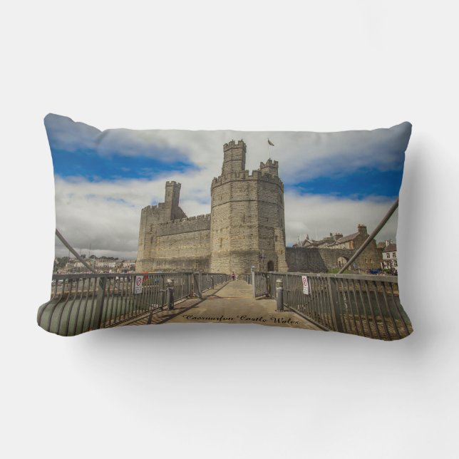 Coussin Rectangle Château de Caernarfon au Pays de Galles. (Recto)