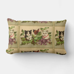 Coussin Rectangle Chatons et papillon vintages doux