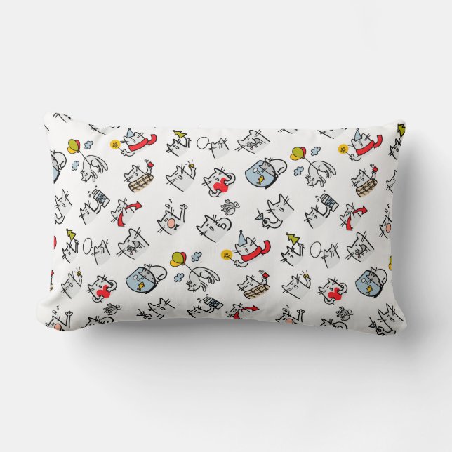 Coussin Rectangle Chats amusants, lait et magie. (Recto)