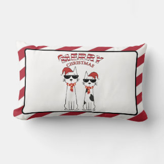 Coussin Rectangle Chats cools rayés Joyeux Noël