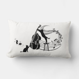 Coussin Rectangle Chats de jazz Double basse
