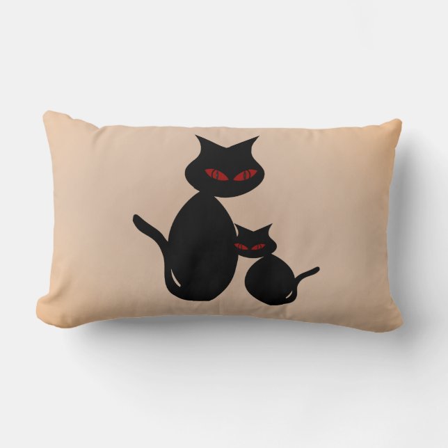 Coussin Rectangle Chats noirs Mama et Kitten Chats rouge Eyed Coussi (Recto)