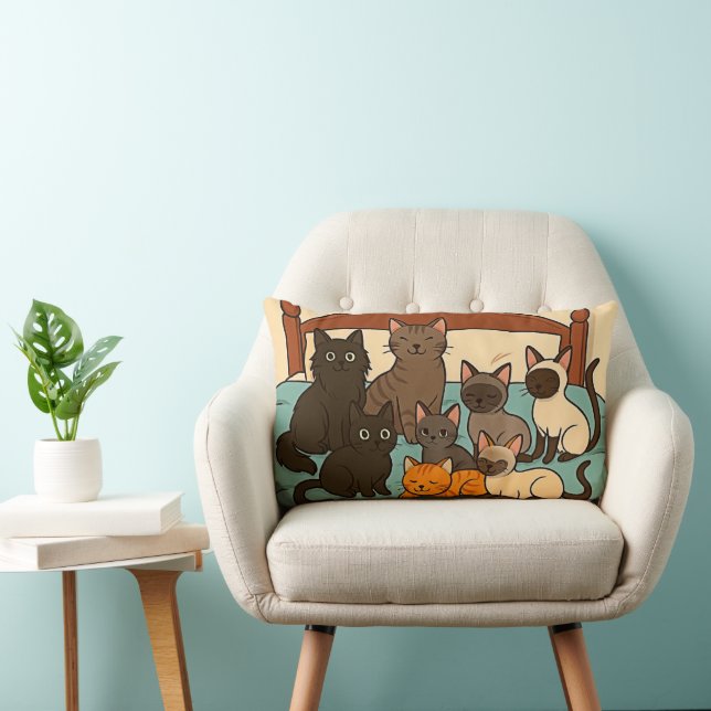 Coussin Rectangle Chats sur un lit (Chaise)