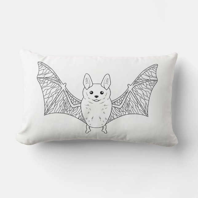 Coussin Rectangle Chauve-souris mignonne, art en ligne minimaliste H (Recto)