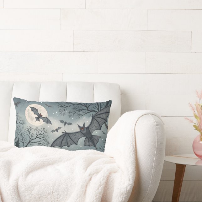 Coussin Rectangle chauves-souris volantes dans le ciel nocturne éffr (Créateur téléchargé)