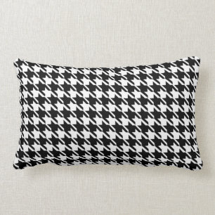 Coussin Rectangle Checkered à la mode de pied-de-poule blanc noir