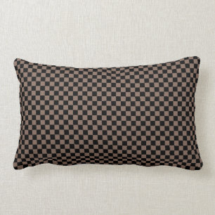 Coussin Rectangle Checkered Brown de noir et de Taupe
