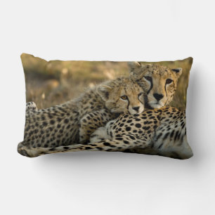 Coussin Rectangle Cheetah Cub Snuggling