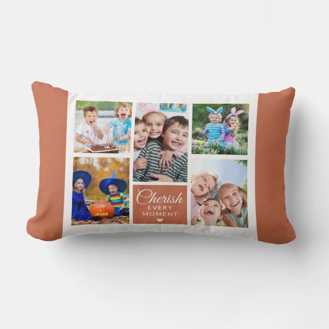 Coussin Rectangle Chercher chaque instant Terracotta 5 Photo Collage (Recto)