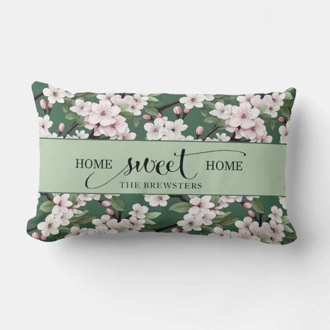 Coussin Rectangle Cherry Blossom Floral Home Sweet Home (Recto)