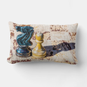 Coussin Rectangle Chess Pawn et Knight - anciens combattants