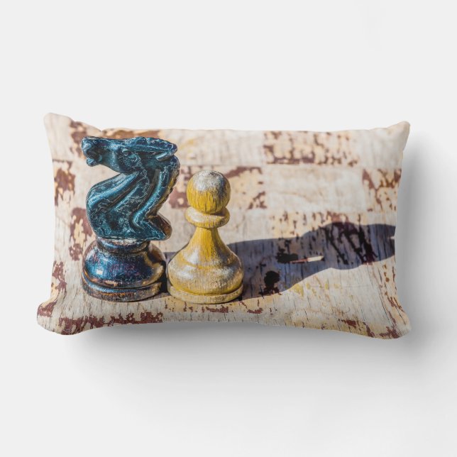 Coussin Rectangle Chess Pawn et Knight - anciens combattants (Recto)