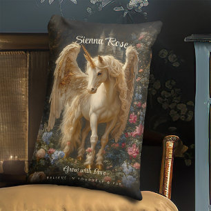 Coussin Rectangle Cheval ailé Vintage Renaissance Gilded Unicorn