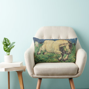 Coussin Rectangle Cheval au galop par Giovanni Segantini, Art Vintag
