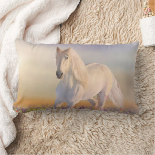 Coussin Rectangle Cheval de rêve courant à travers les fleurs