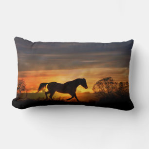 Coussin Rectangle Cheval du Sud-Ouest et coucher du soleil