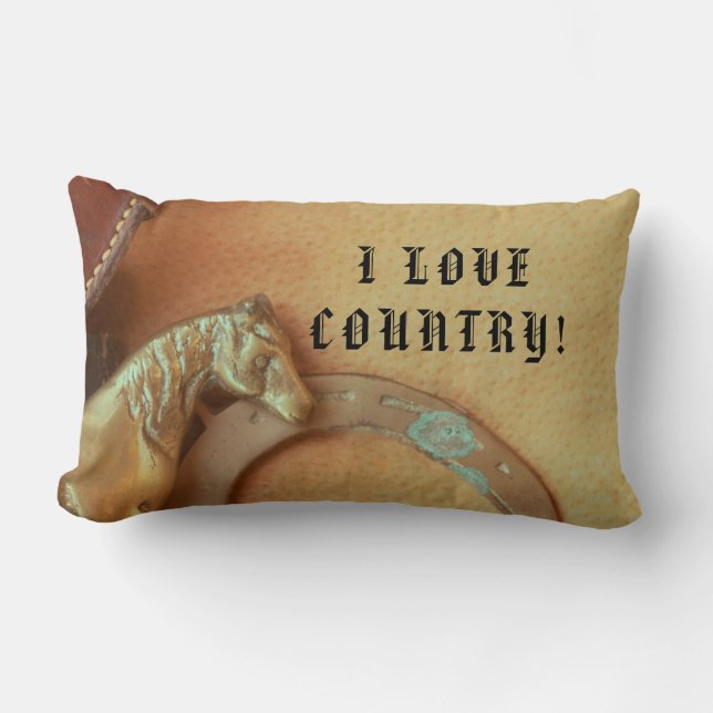 Coussin Rectangle Cheval I LOVE COUNTRY ! ouest / (Recto)