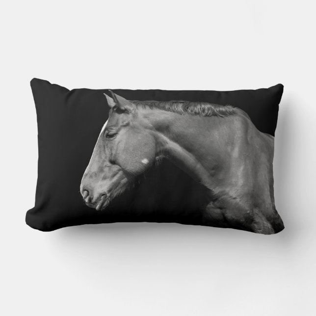 Coussin Rectangle Cheval noir - portrait (Recto)