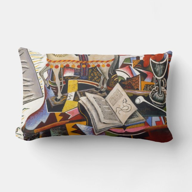 Coussin Rectangle Cheval Pipe Fleur rouge par Joan Miro (Recto)