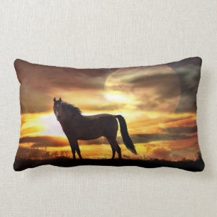 Coussin Rectangle Cheval surréaliste dans l'oreiller Lune