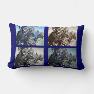 Coussin Rectangle chevaliers médiévaux joutant sur l'art historiqu