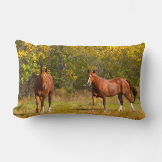 Coussin Rectangle Chevaux à l'automne