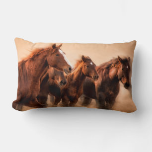 Coussin Rectangle Chevaux au galop, flou et crinières au vent