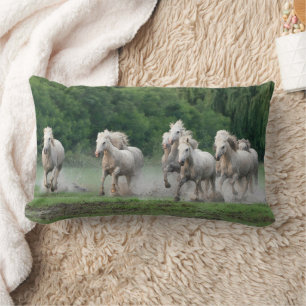Coussin Rectangle Chevaux de Camargue courant dans l'eau