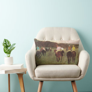 Coussin Rectangle Chevaux de course à Longchamp par Edgar Degas