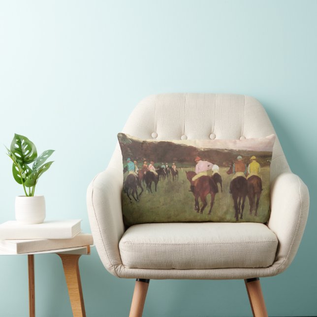 Coussin Rectangle Chevaux de course à Longchamp par Edgar Degas (Chaise)