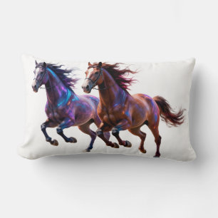 Coussin Rectangle Chevaux Mystiques Néon Course Galactique Paire Fan