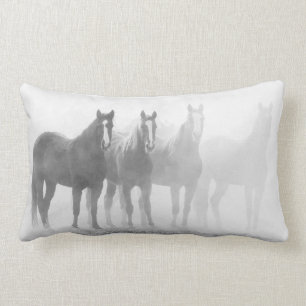 Coussin Rectangle Chevaux occidentaux noirs et blancs