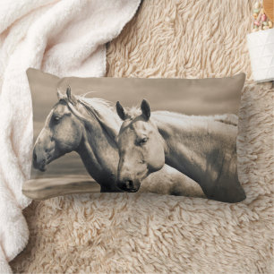 Coussin Rectangle Chevaux Quarter Horses dans la Prairie Canadienne