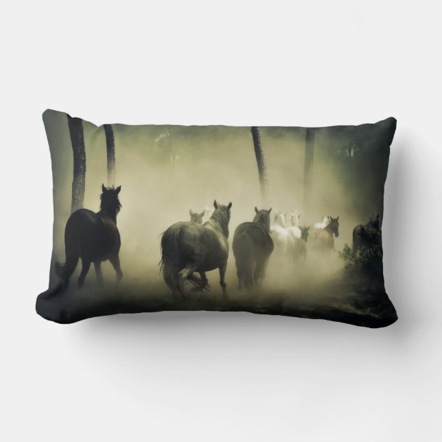 Coussin Rectangle Chevaux sauvages en course (Recto)