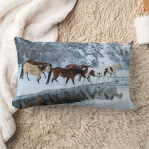 Coussin Rectangle Chevaux traversant le ruisseau