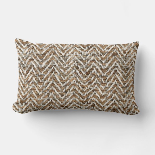 Coussin Rectangle chevron à la crème chic mocha (Recto)