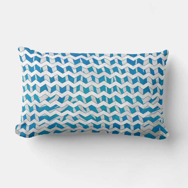 Coussin Rectangle Chevron bleu et blanc Zebra (Recto)
