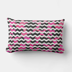 Coussin Rectangle Chevron Cow Hot rose et noir