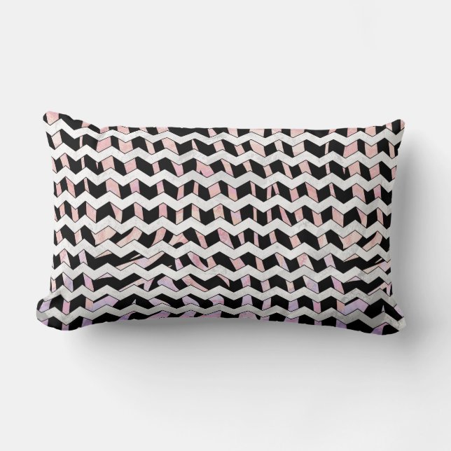 Coussin Rectangle Chevron noir et rose Zebra (Recto)
